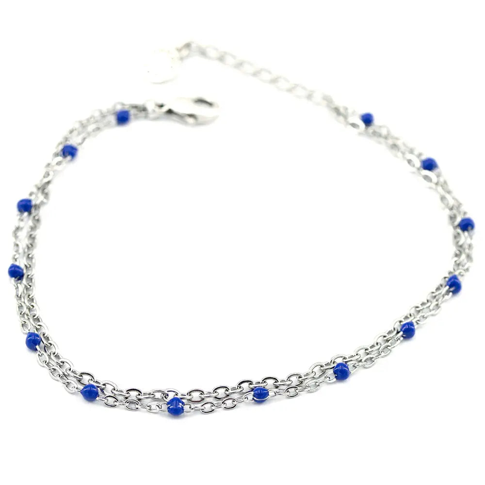 Armband für Strand - Doppelstrang aus Edelstahl und Acryl