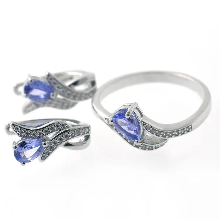 Set aus Tansanit und 925er Silber