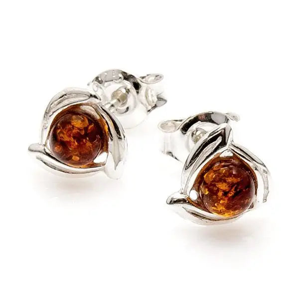 Kugelohrringe aus baltischem Cognac-Bernstein