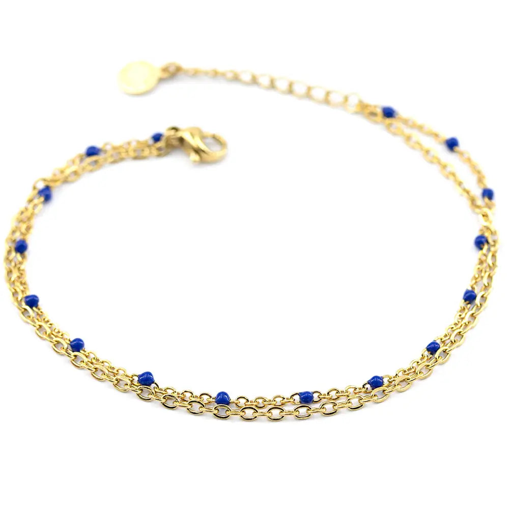 Armband für Strand - Doppelstrang aus Edelstahl und Acryl