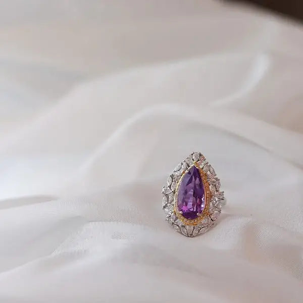 Amethyst-Ring im königlichen Birnenschliff-Verstellbar