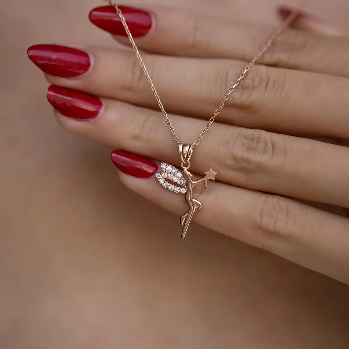 Silber Kette mit Anhänger Fee im Gold