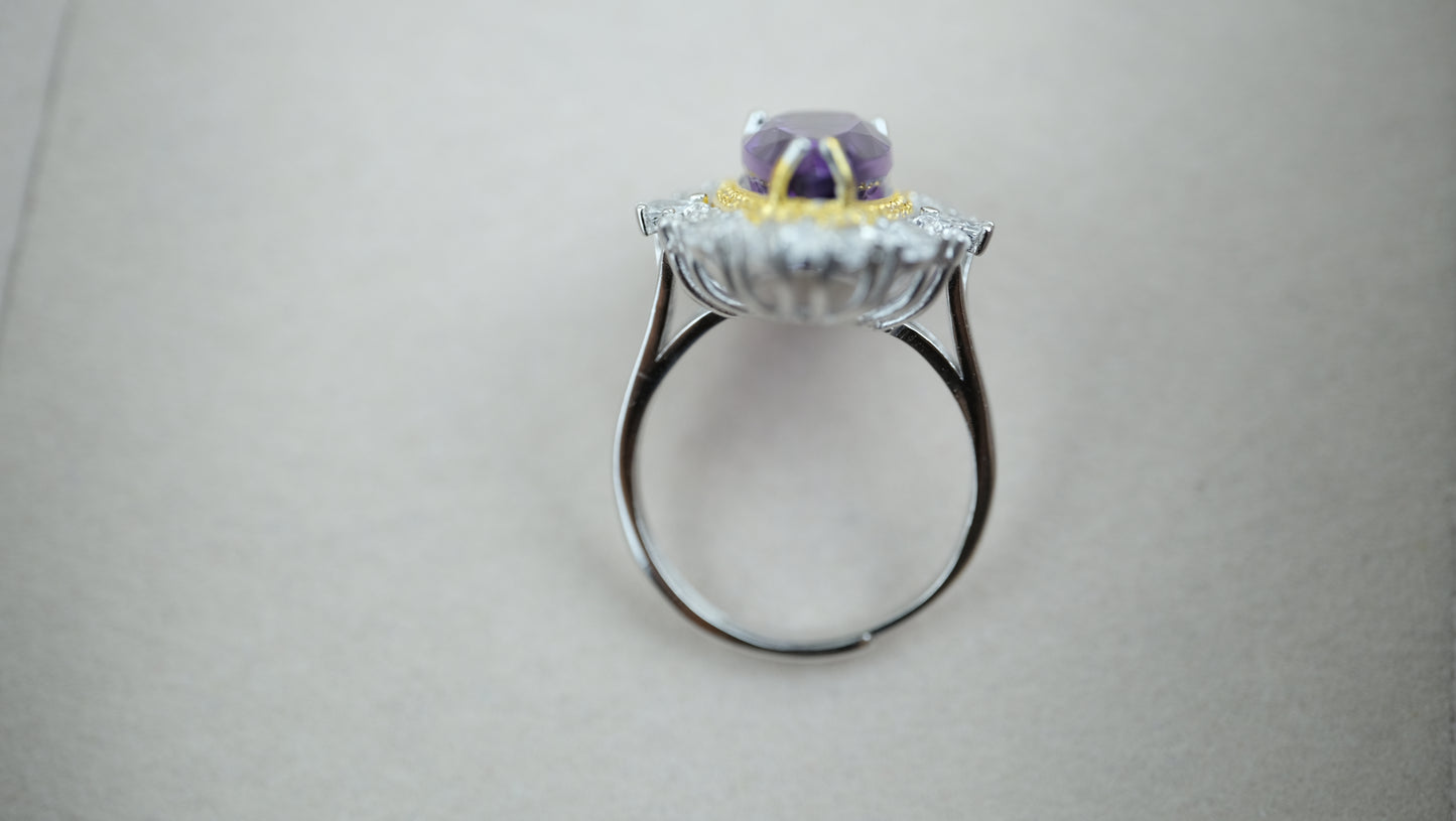 Amethyst-Ring im königlichen Birnenschliff-Verstellbar