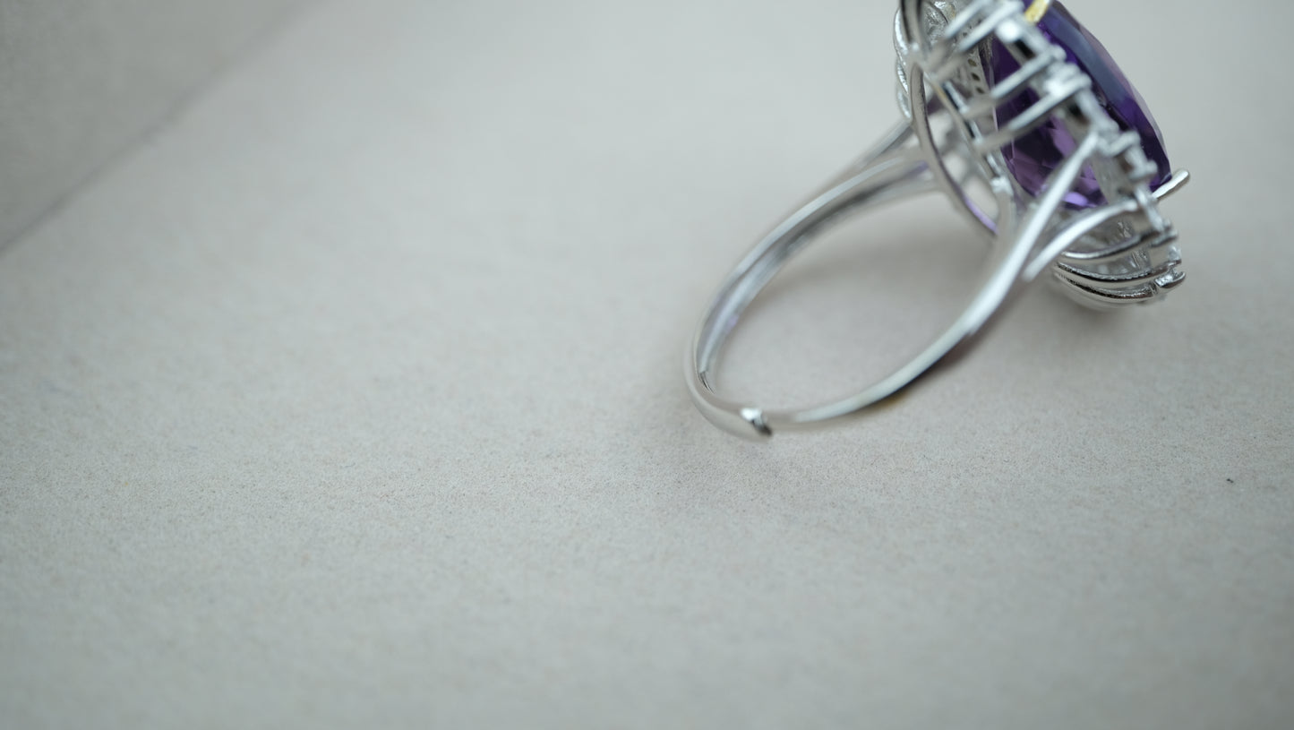 Amethyst-Ring im königlichen Birnenschliff-Verstellbar
