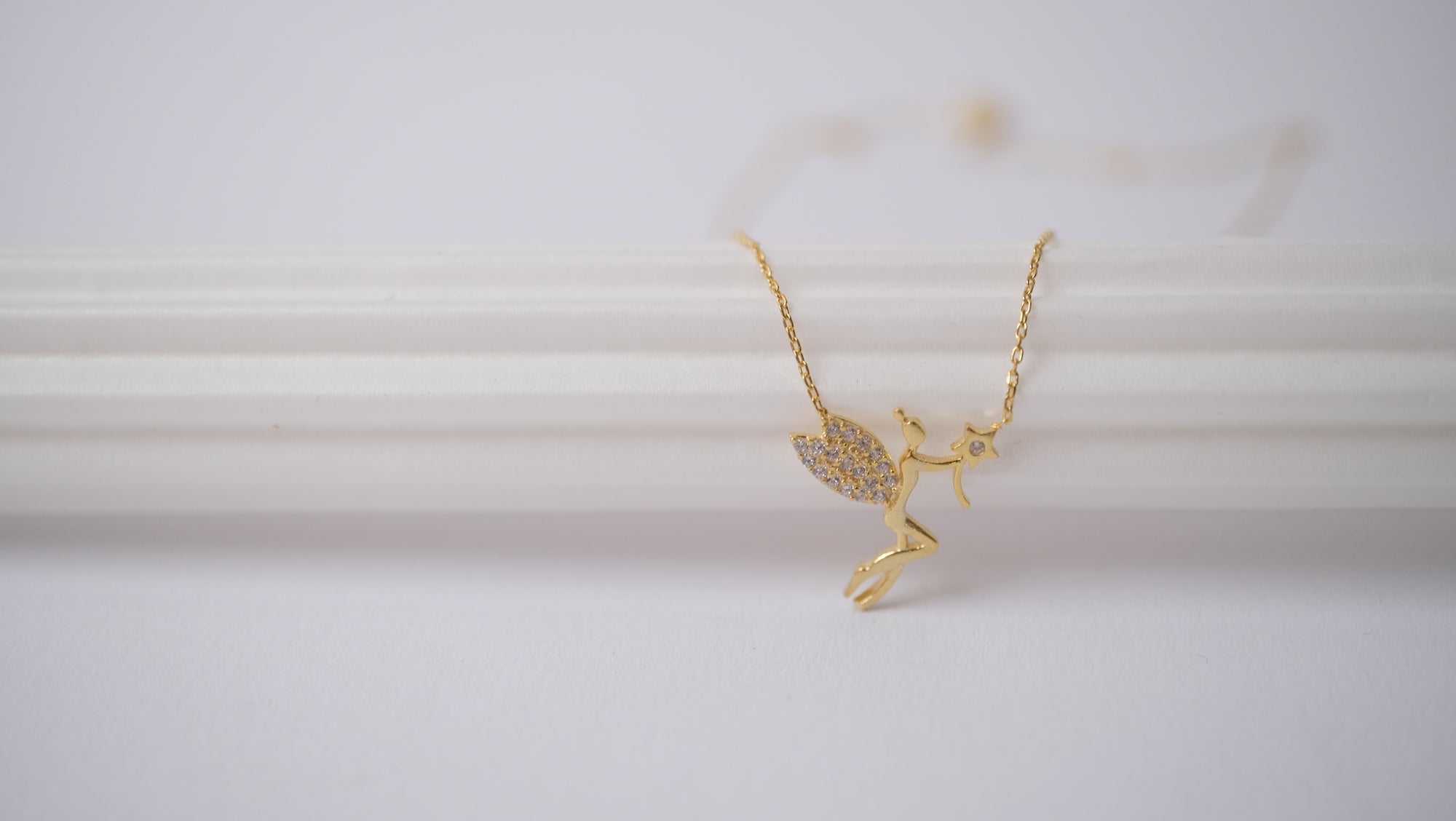 Silber Kette mit Anhänger Fee im Gold