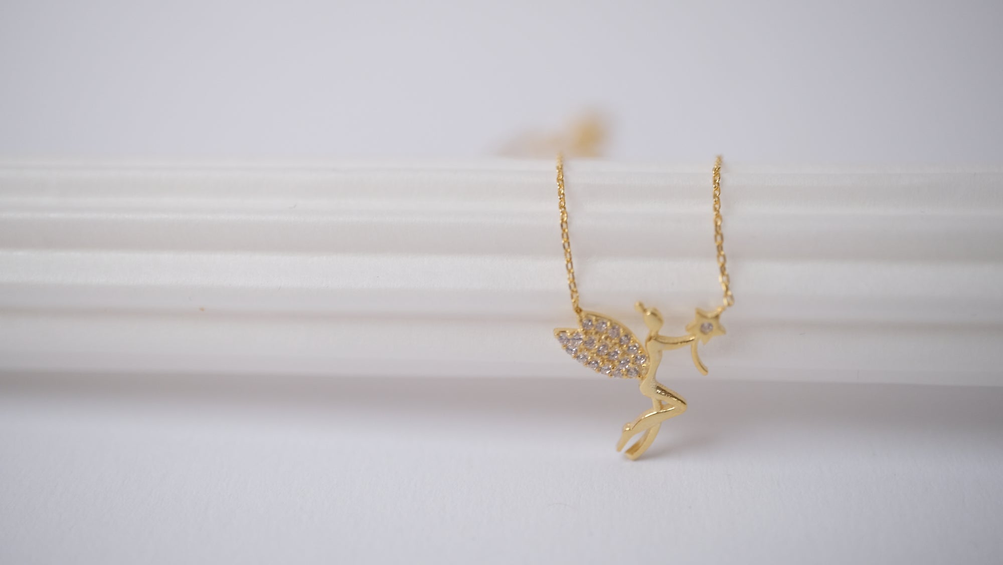 Silber Kette mit Anhänger Fee im Gold