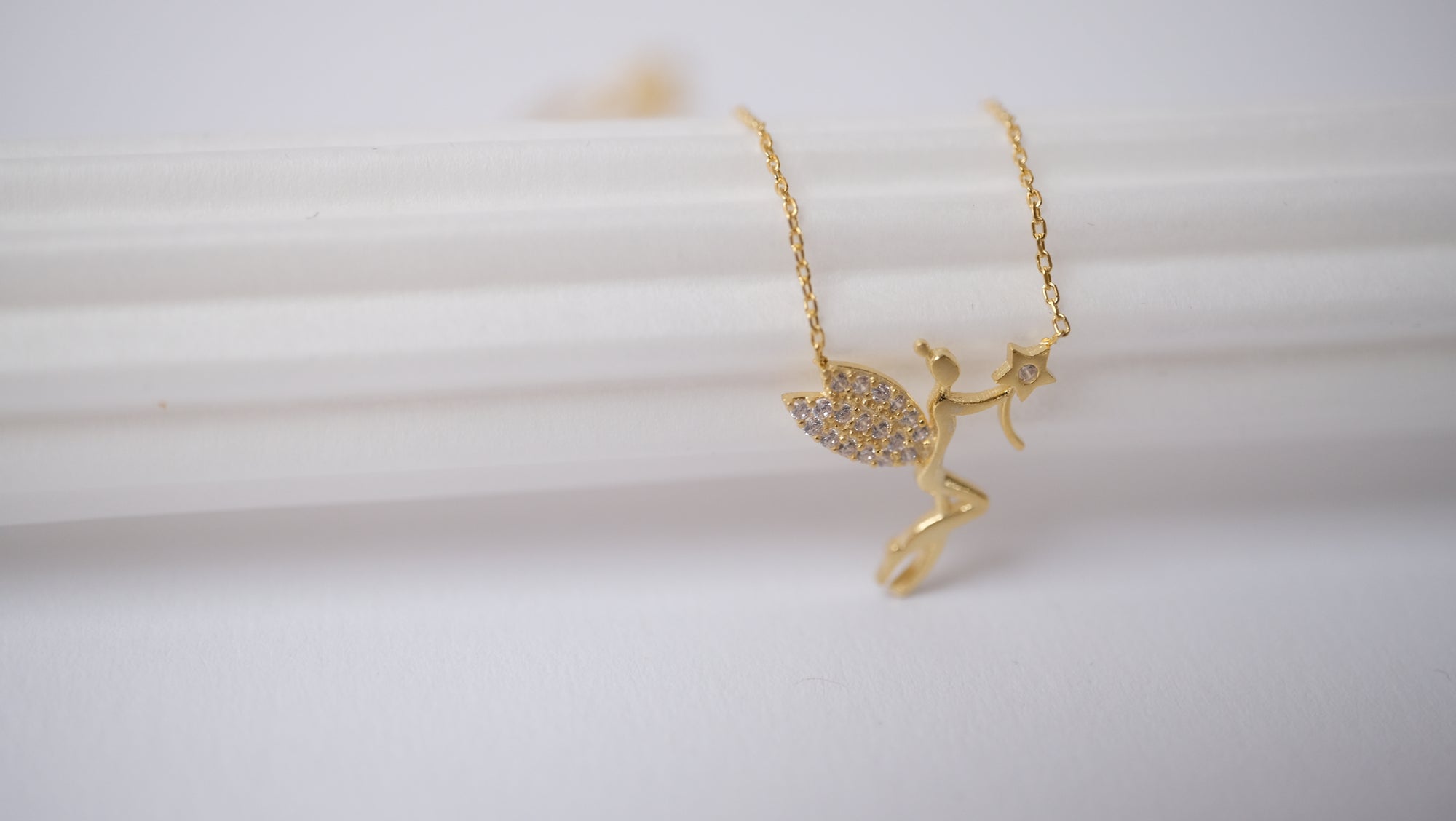 Silber Kette mit Anhänger Fee im Gold