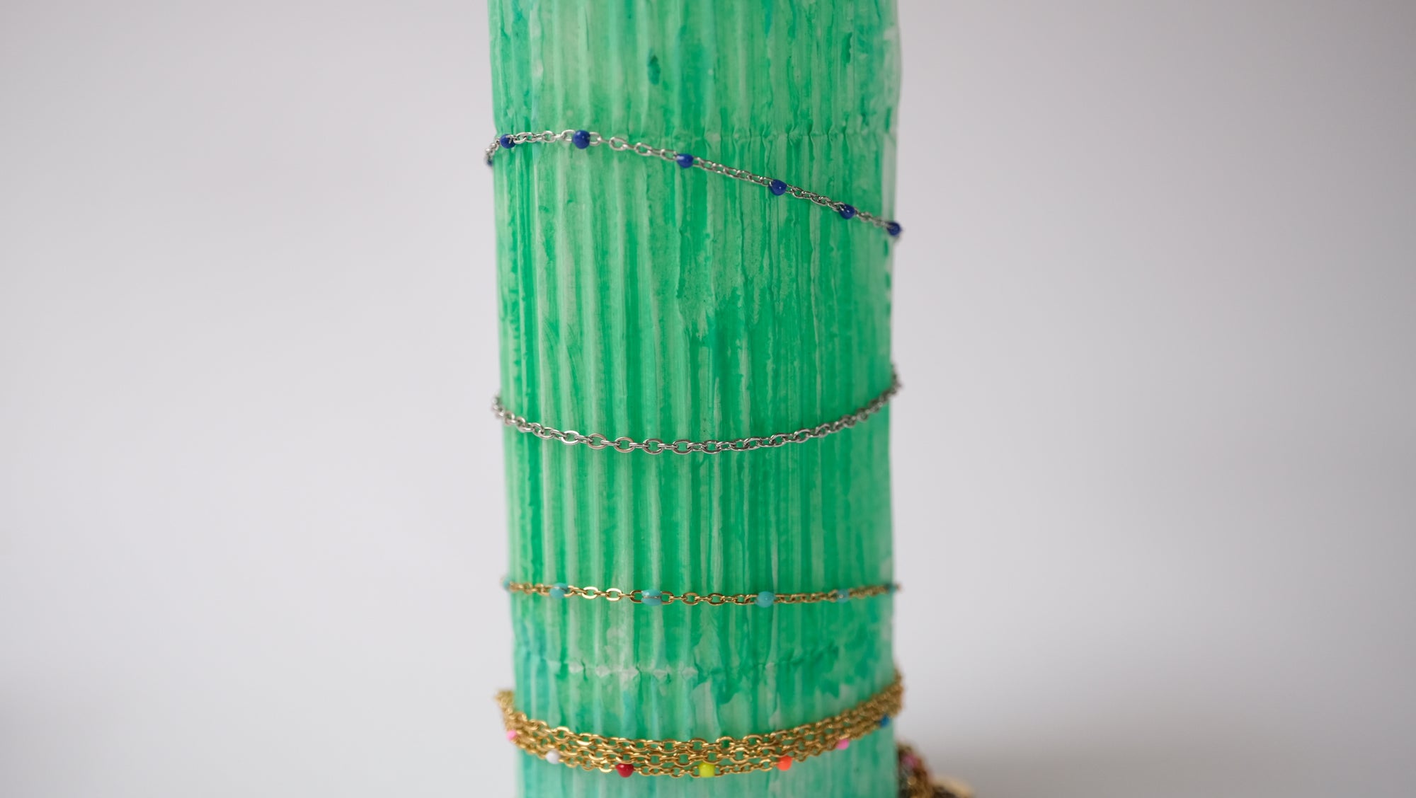 Armband für Strand - Doppelstrang aus Edelstahl und Acryl
