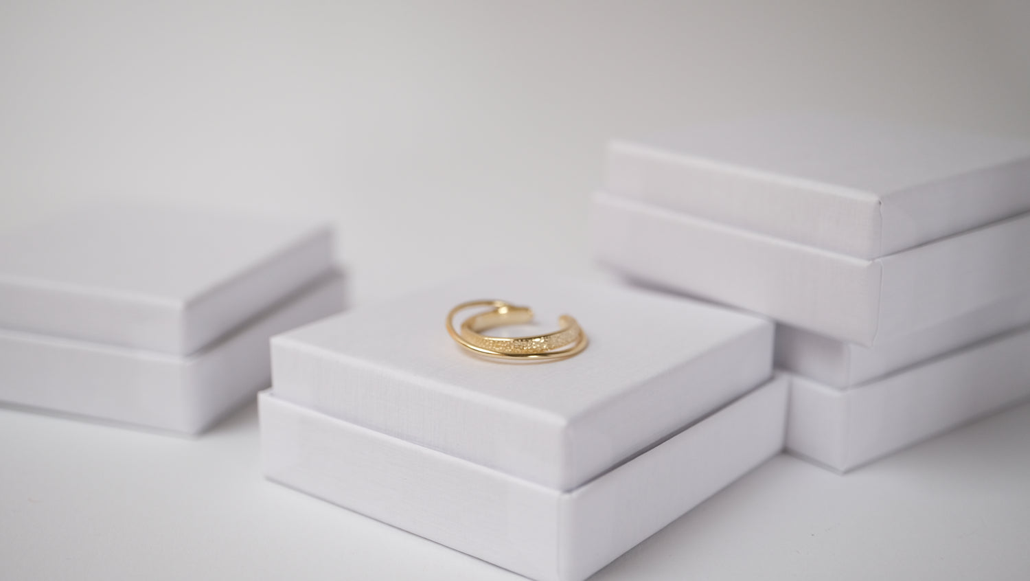 Doppelkreis-Ringe mit Sternwolke-minimalem Design, Gold-Vermeil
