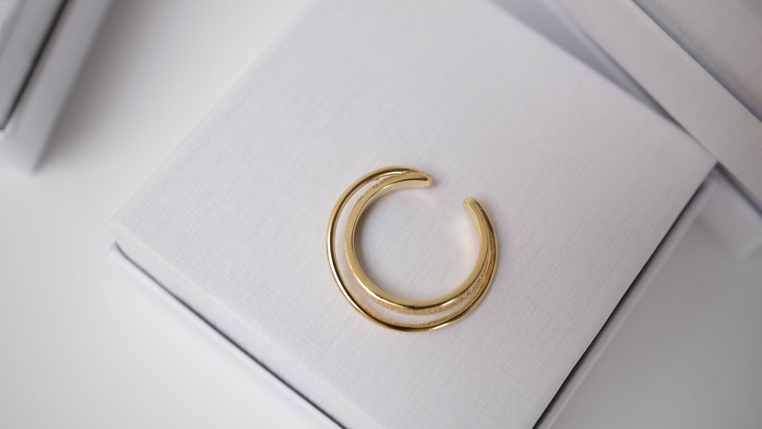 Doppelkreis-Ringe mit Sternwolke-minimalem Design, Gold-Vermeil
